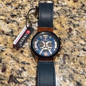 Curren Navy and Rose-Gold Watch